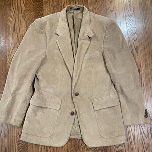 Vtg Men’s Corduroy Jacket Blazer Tan 40 R Front Pockets 2 Button- Wentworth